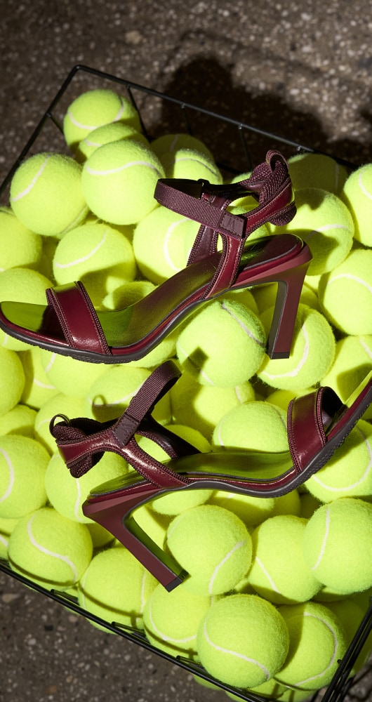 the June Ambrose x Naturalizer Nova heeled sandal in molten noir