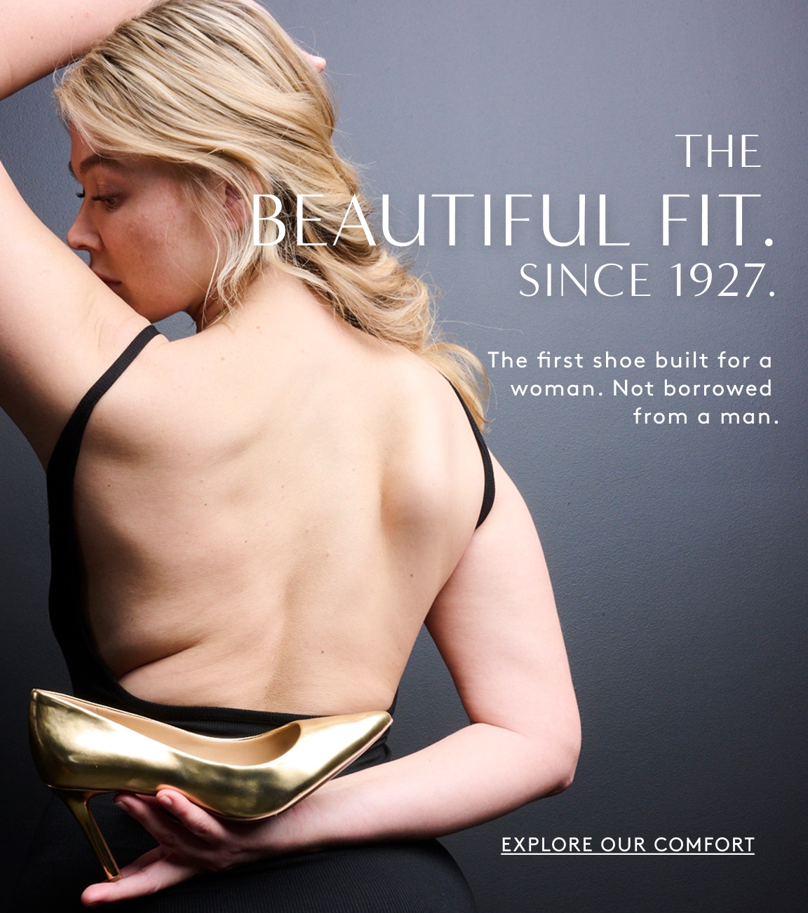 the beautiful fit model with gold heel