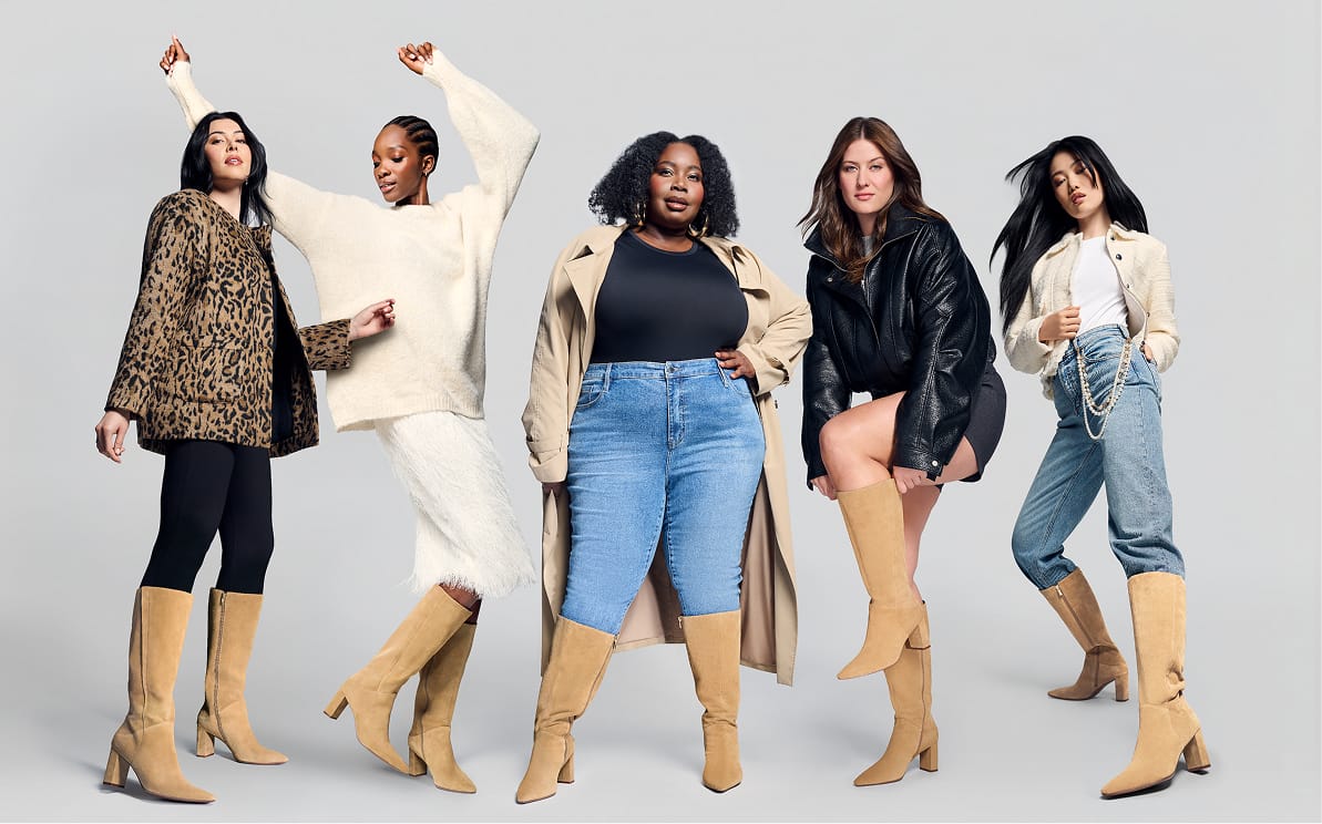 group shot of women wearing the Naturalizer Farryn boot in toasted umber