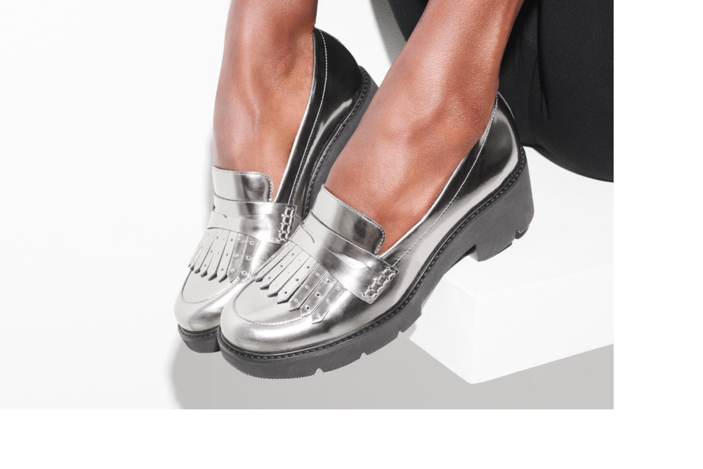 Darcy loafer in pewter leather