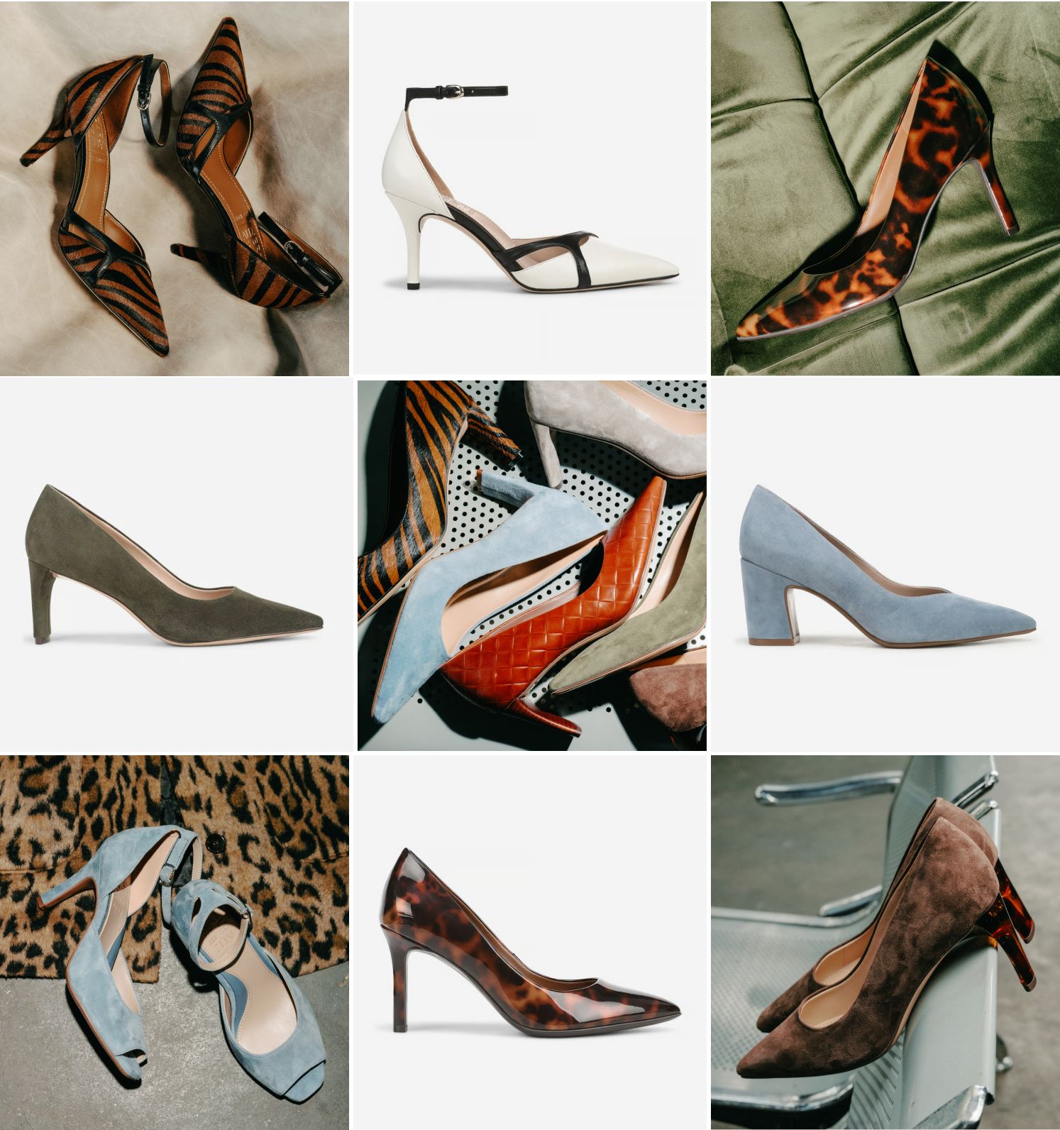 grid collage of various Naturalizer pumps