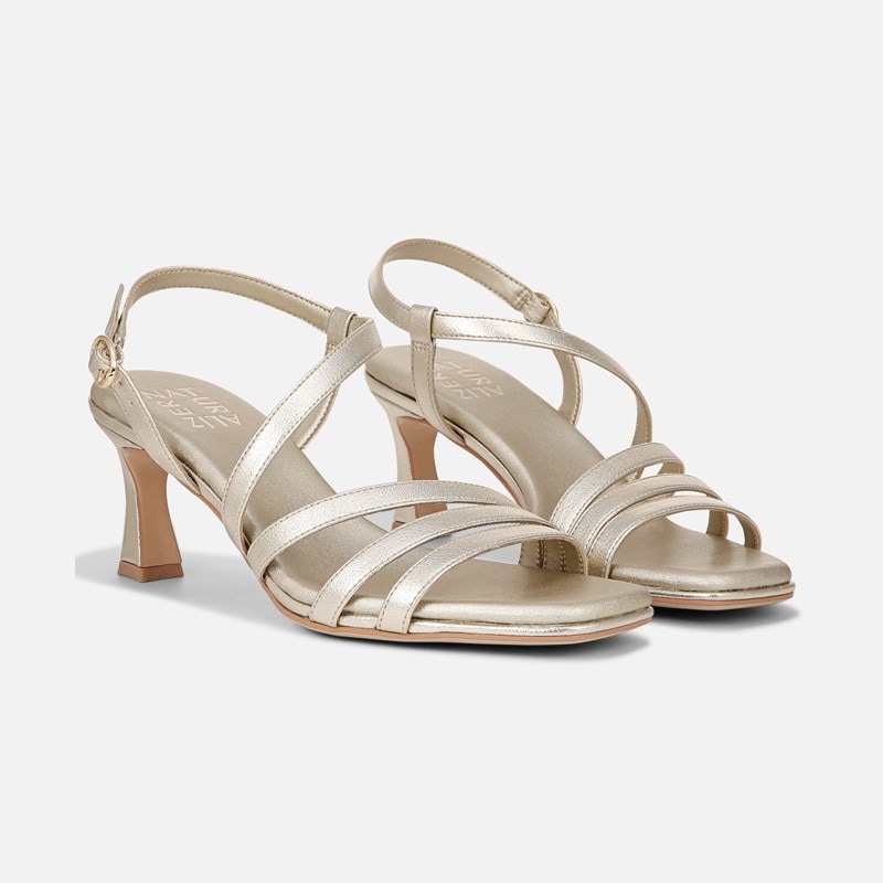 Naturalizer Galaxy Dress Sandals, Champagne Faux Leather, 9.5M Strappy Style, Open Toe, Ankle Strap, Slingback Strap