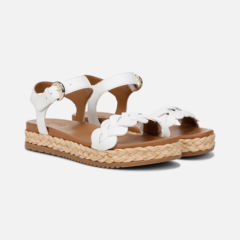 Naturalizer Neila Sandals, White Leather, 7.5W Strappy Style, Open Toe