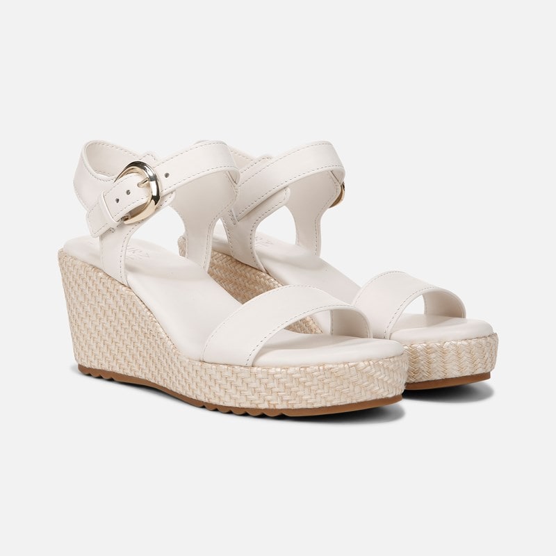 Naturalizer Stella Wedge Sandals, Warm White Leather, 5.0M Open Toe