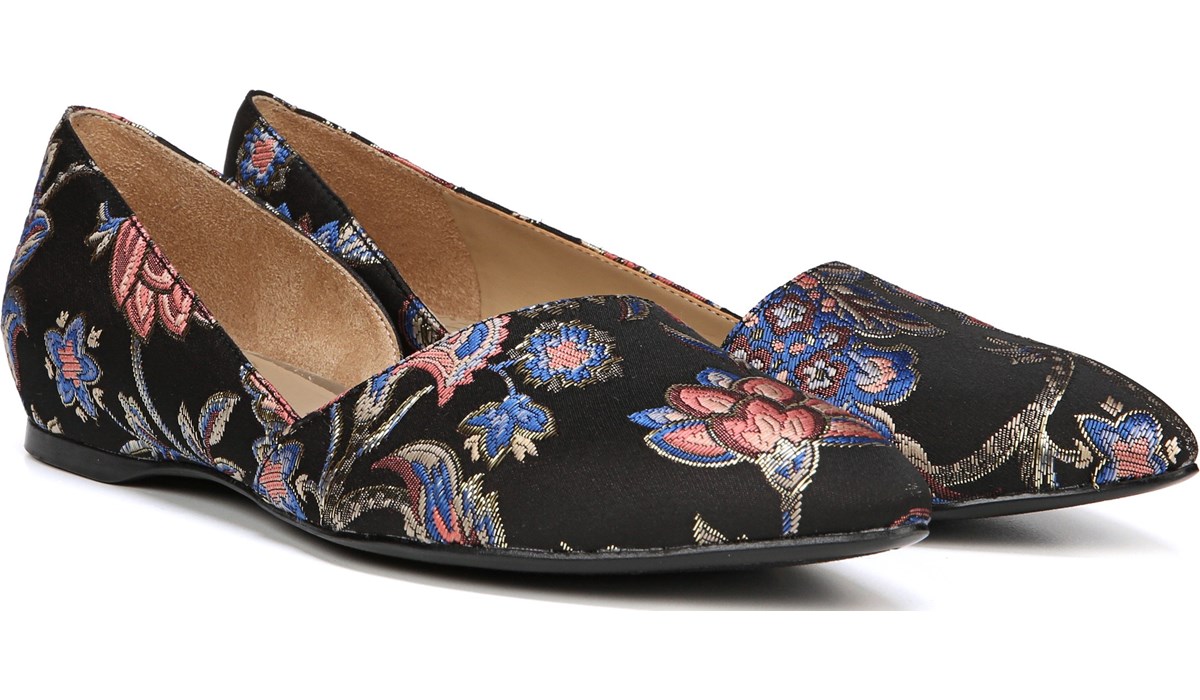 black floral flats