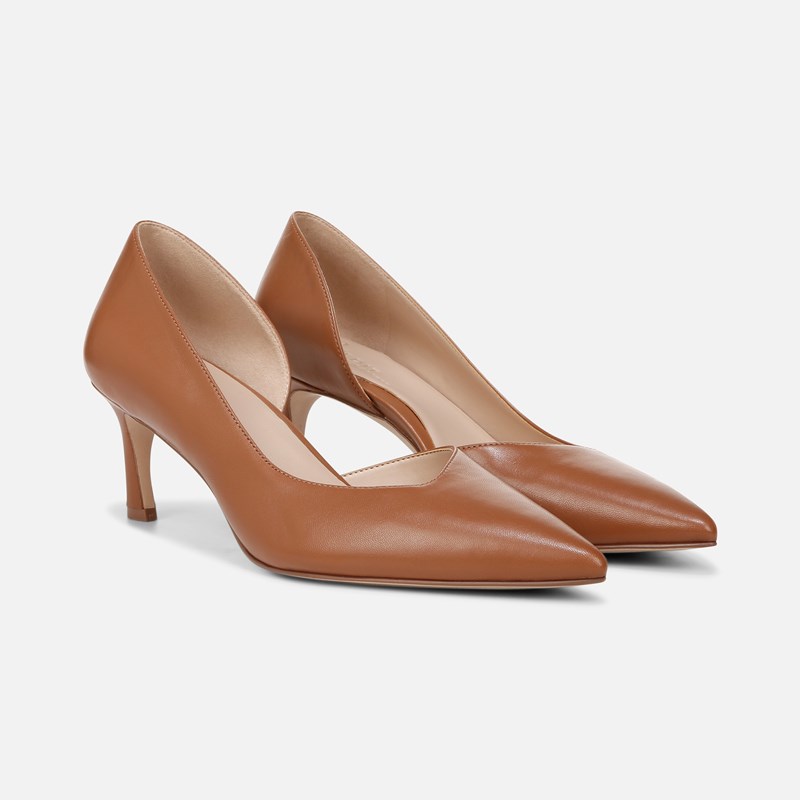 27 EDIT Faith Pump Shoes, English Tea Leather, 5.5M Dress Heels, Slip-On Fit, Pointed Toe, Rubber Outsole