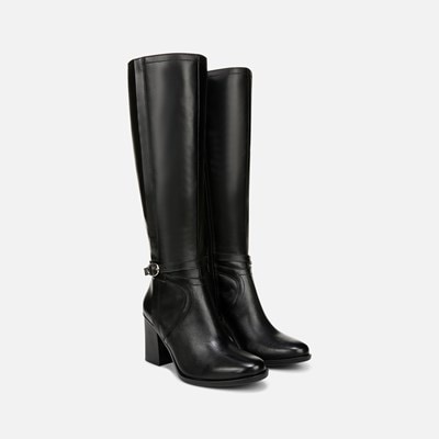 Naturalizer Kamila Leather Decorative Buckle Knee High Boots Womens 9 Black