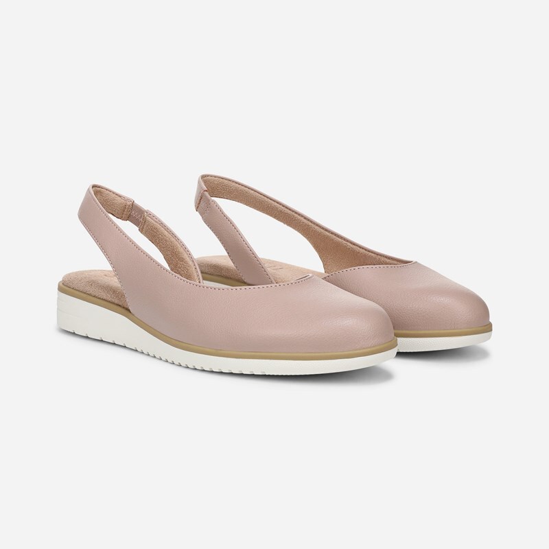 Soul Idea d'Orsay Flat Wedges, Blush Faux Leather, 12.0M Round Toe, Slingback Strap