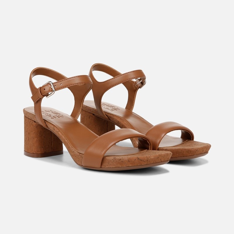 Naturalizer Izzy Dress Sandals, English Tea Leather, 8.0W Block Heels, Ankle Strap