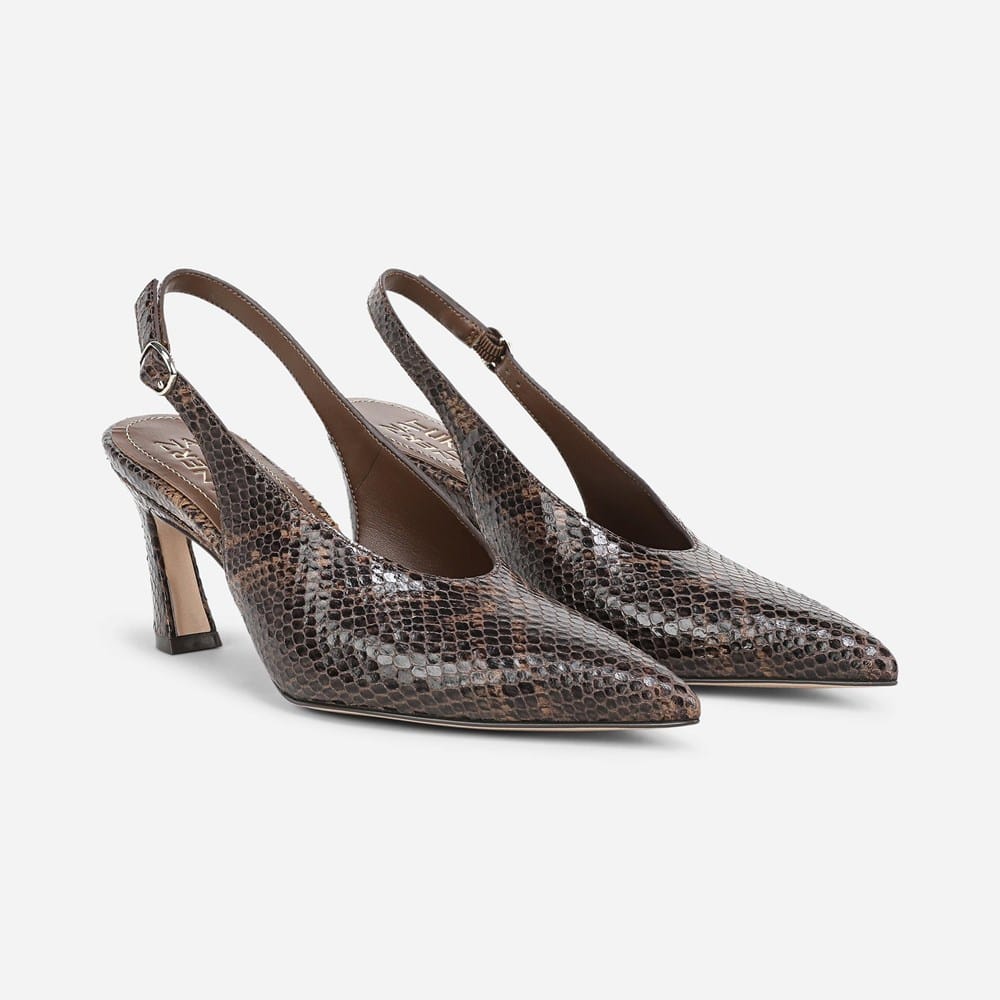 naturalizer dress shoes for ladies Women's Elaine Slingback Pumps - Brown Croco Print Leather wedding formal flat shoes for ladies