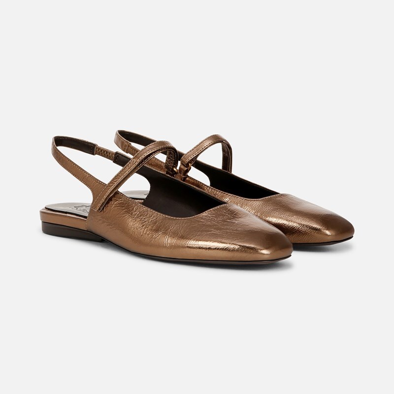 Naturalizer Connie Mary Jane Slingback Flat Shoes, Old Gold Leather, 9.0W Strap
