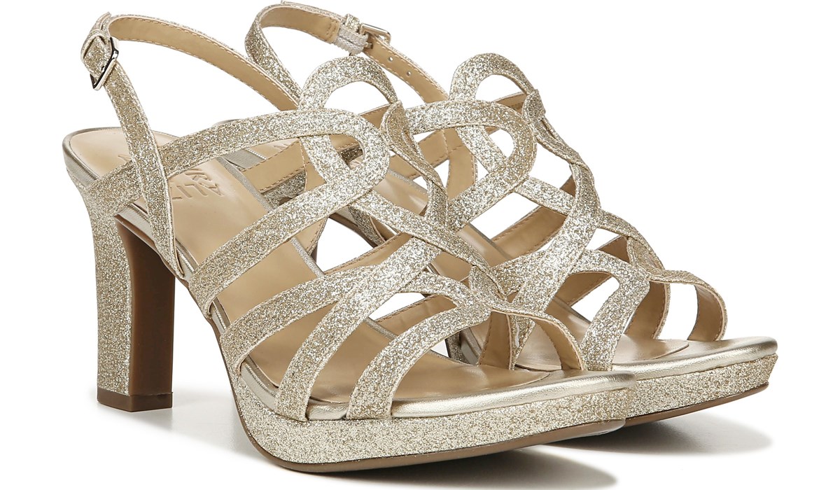 Glitter Gold Synthetic Sandals 