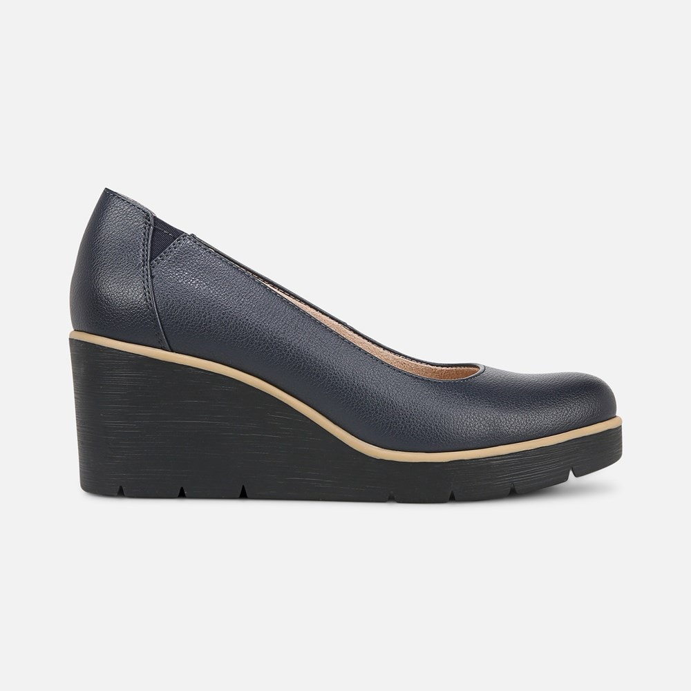 (取寄) ナチュラライザー レディース ソウル - アバウト タイム Naturalizer women Naturalizer SOUL Naturalizer - About Time Navy Faux Leather Naturalizer SOUL About Time Wedge Pump | Womens Heels
