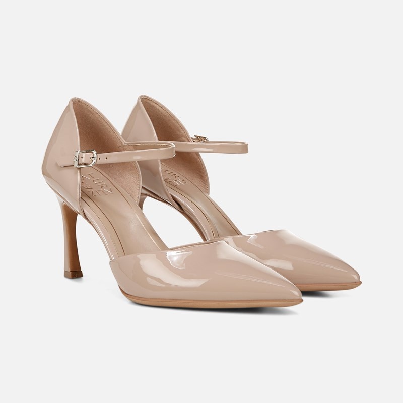 Naturalizer Amber Dress Shoe Classic Pumps, Vintage Mauve Patent Leather, 12.0M Pointed Toe, Ankle Strap