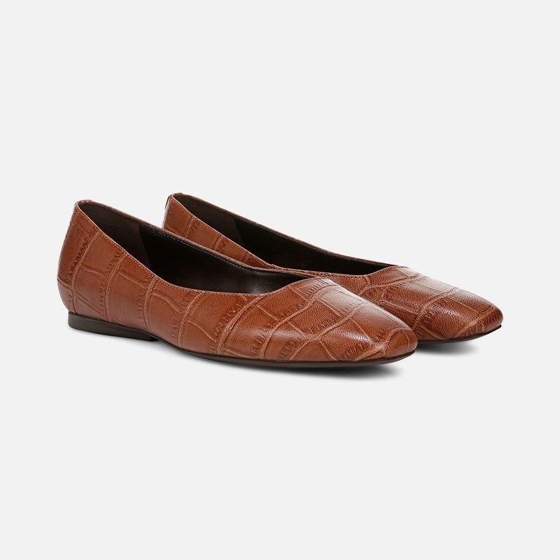Naturalizer Chelsea Ballet Flat Shoes, English Tea Croc Leather, 6.0M Slip-On Fit