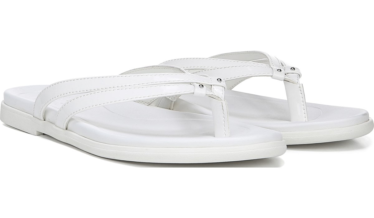 white sandals slip on