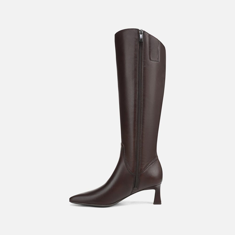 womens leather dress boots Naturalizer Women's Deesha Knee High Boot, 7.5 Wide / Chocolate Bar