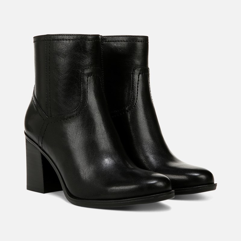 Naturalizer Kalina Ankle Bootie Boots, Black Leather, 11.0W Block Heels, Zip Closure