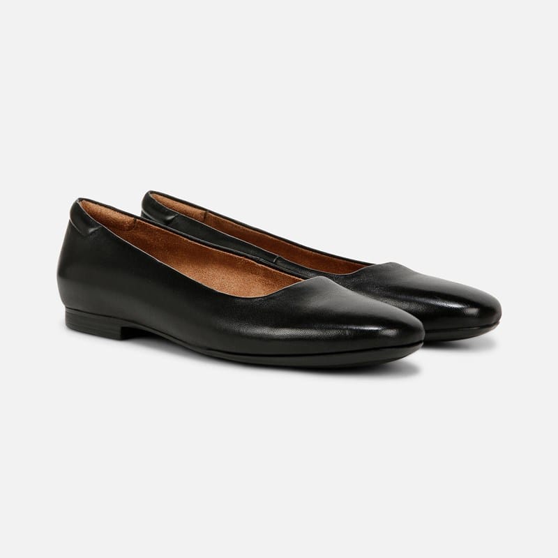 Naturalizer Kelly Ballet Flat Shoes, Black Leather, 11.0M Slip