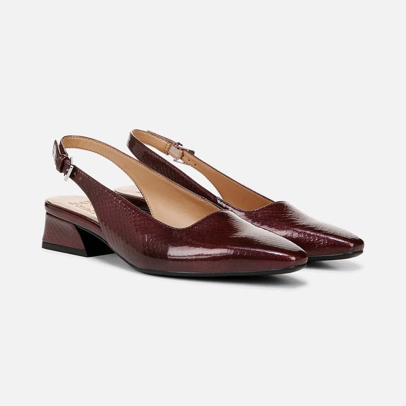 Naturalizer Ginger Slingback Shoes, Cranberry Faux Leather, 6.0W Block Heels, Strap