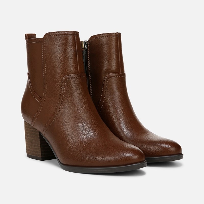 Soul Ultima Bootie Boots, Brown, 11.0M Almond Toe, Block Heels, Zip Closure