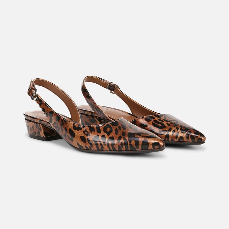 Naturalizer Banks Pointed Toe Flat Classic Pumps, Leopard Print Faux Leather, 6.5M Toe, Block Heels