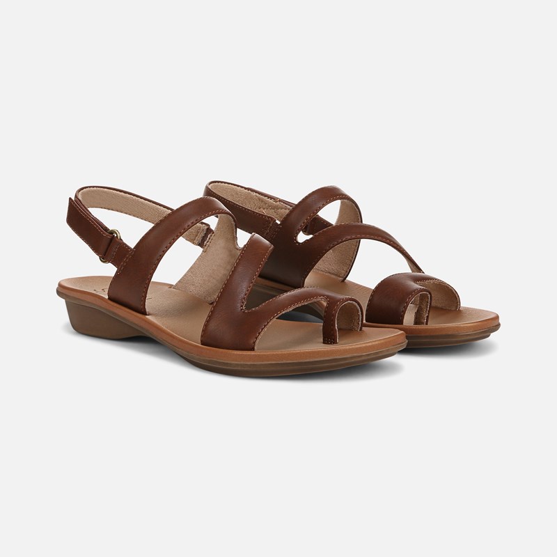 Soul Shakina Sandals, Toffee Brown Faux Leather, 6.0M Strappy Style, Open Toe, Slingback Strap