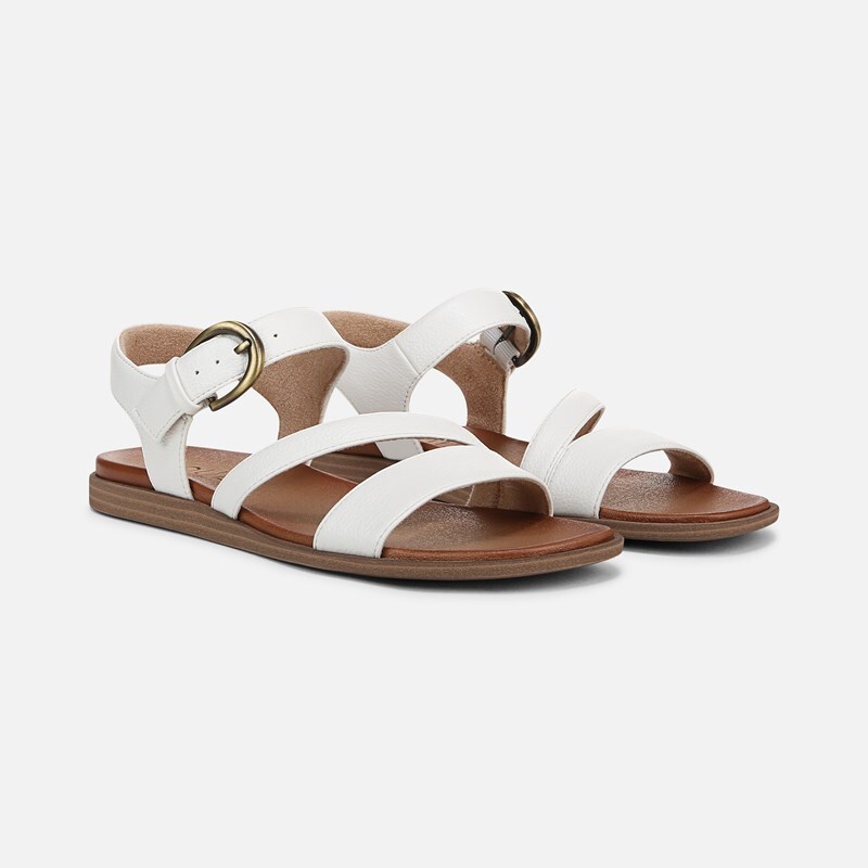 Soul Jayvee Sandals, White Faux Leather, 9.5W Strappy Style, Open Toe, Antimicrobial Lining