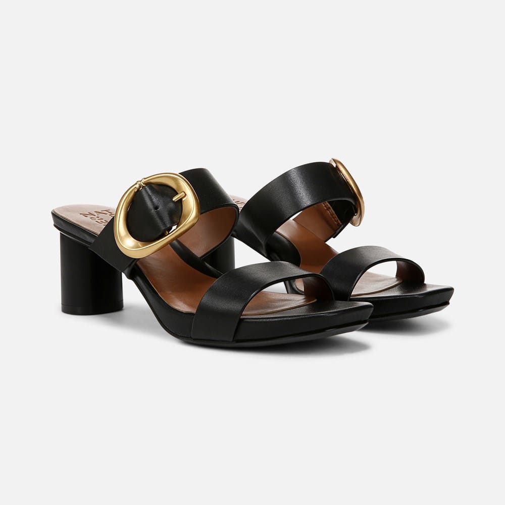 knee length dresses for ladies Women's Every Step Counts Black Faux Leather High Heel Sandals | Size: 7.5