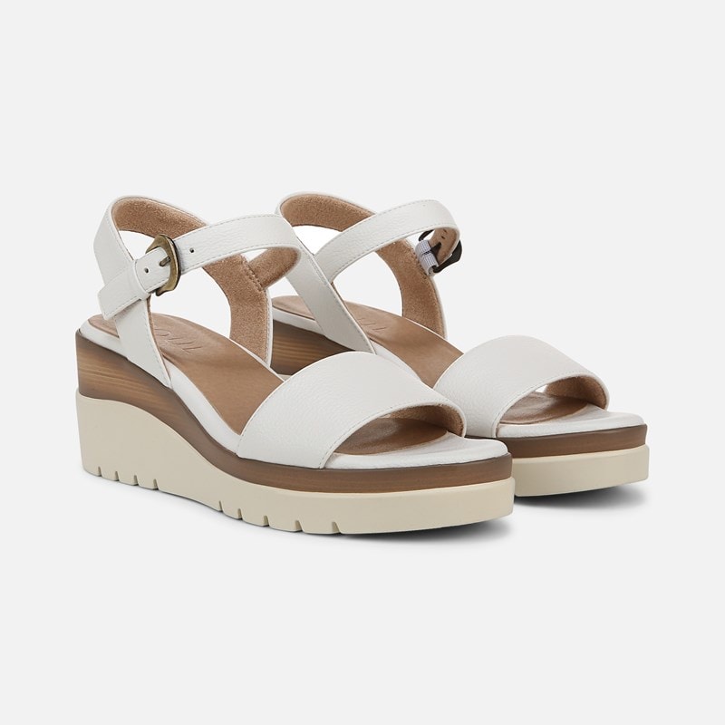 Soul Graciela Wedge Sandals, White Faux Leather, 11.0W Open Toe