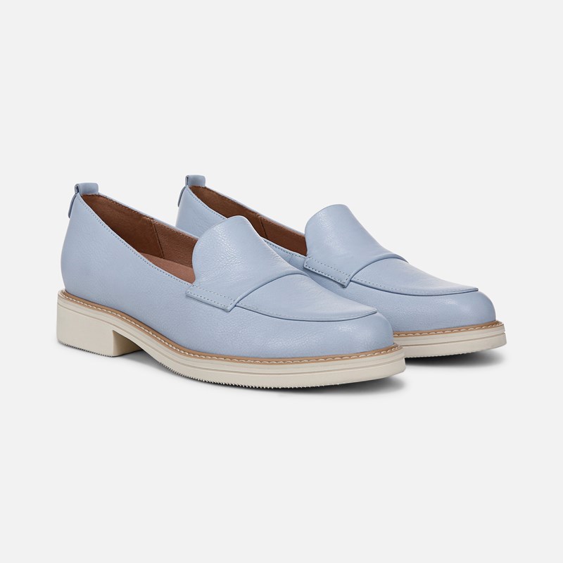 Naturalizer Taylin Loafer Shoes, Ice Blue Leather, 11.0M Slip-On, Round Toe