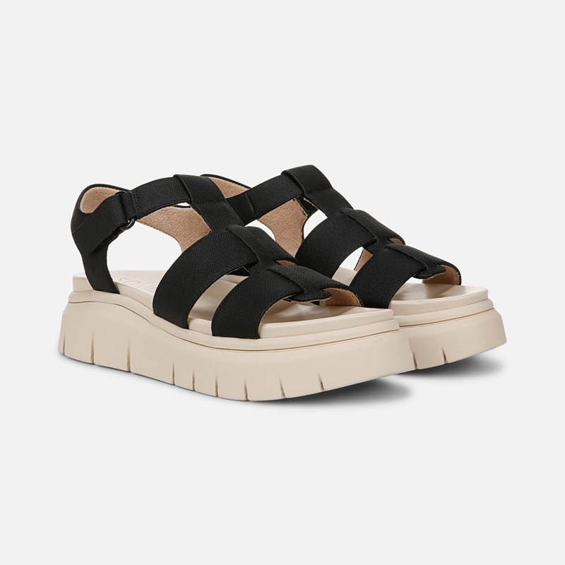 Soul Pippa Sandals, Black Faux Leather, 6.0M Open Toe
