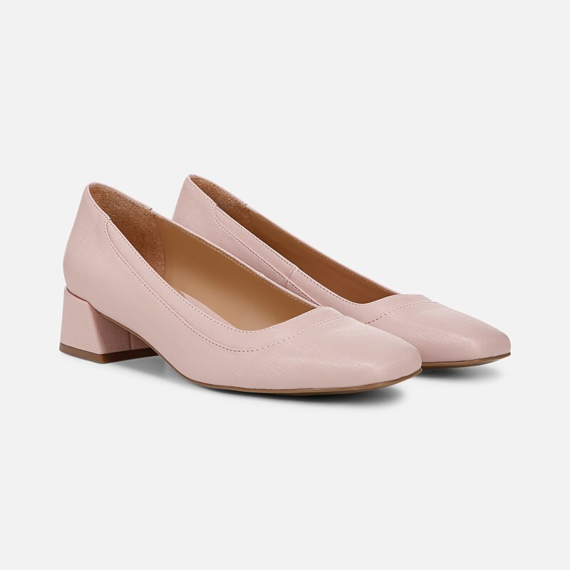 Naturalizer Huntley Block Heel Pump Shoes, Cameo Blush Pink Faux Leather, 8.5W Slip-On Fit