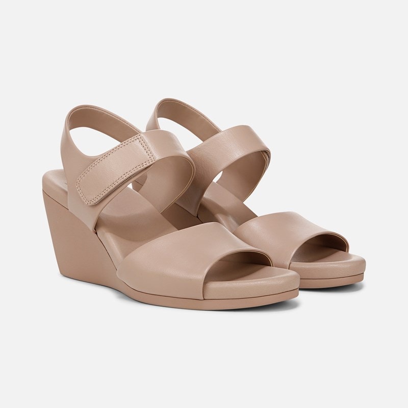 Naturalizer Imani Wedge Sandals, Vintage Mauve Leather, 6.5W Strappy Style, Open Toe