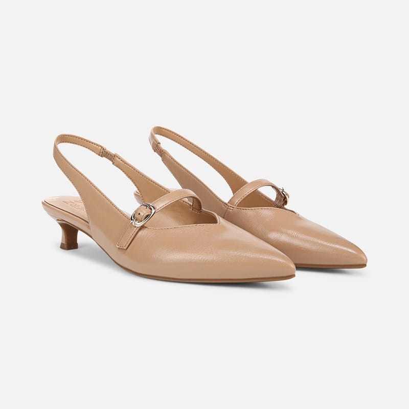 Naturalizer Grayson Mary Jane Slingback Shoes, Taupe Faux Leather Fabric, 11.0W Pointed Toe, Strap