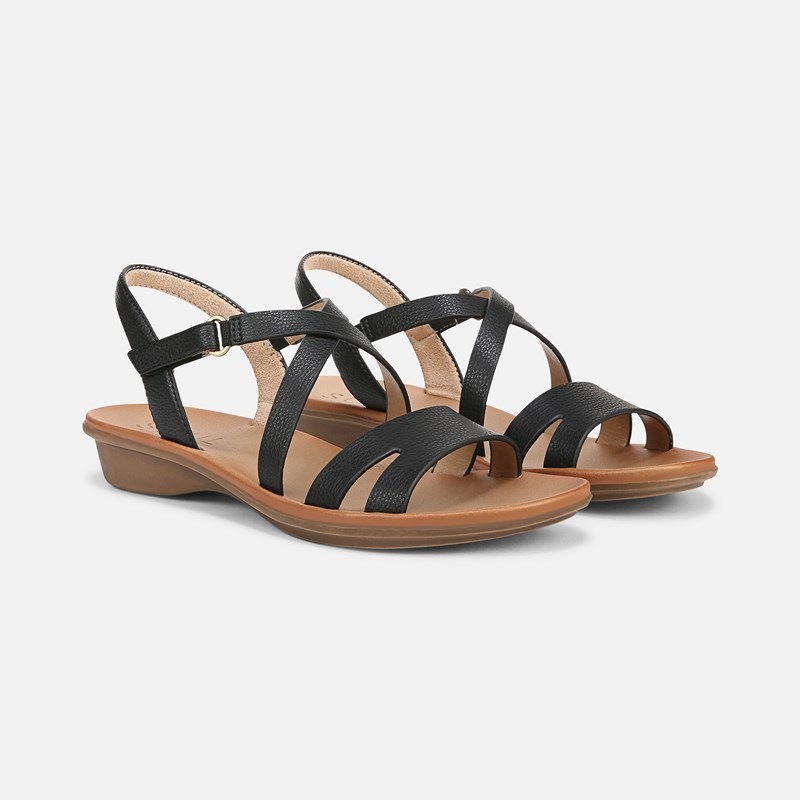 Soul Shenna Sandals, Black Faux Leather, 9.5M Strappy Style, Round Toe