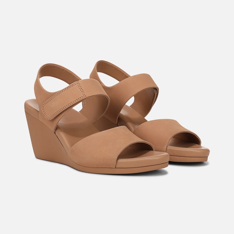 Naturalizer Imani Wedge Sandals, Cookie Dough Nubuck Leather, 10.0M Strappy Style, Open Toe