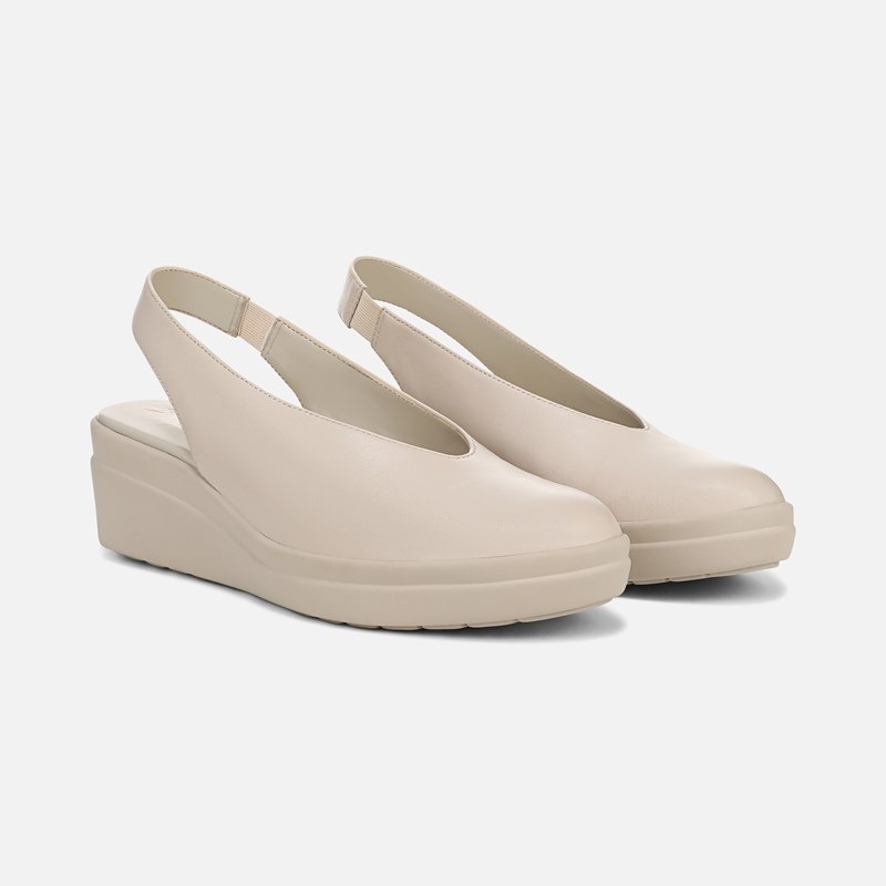 Naturalizer Sutton Slingback Wedge Shoes, Porcelain Leather, 7.5W Almond Toe, Strap