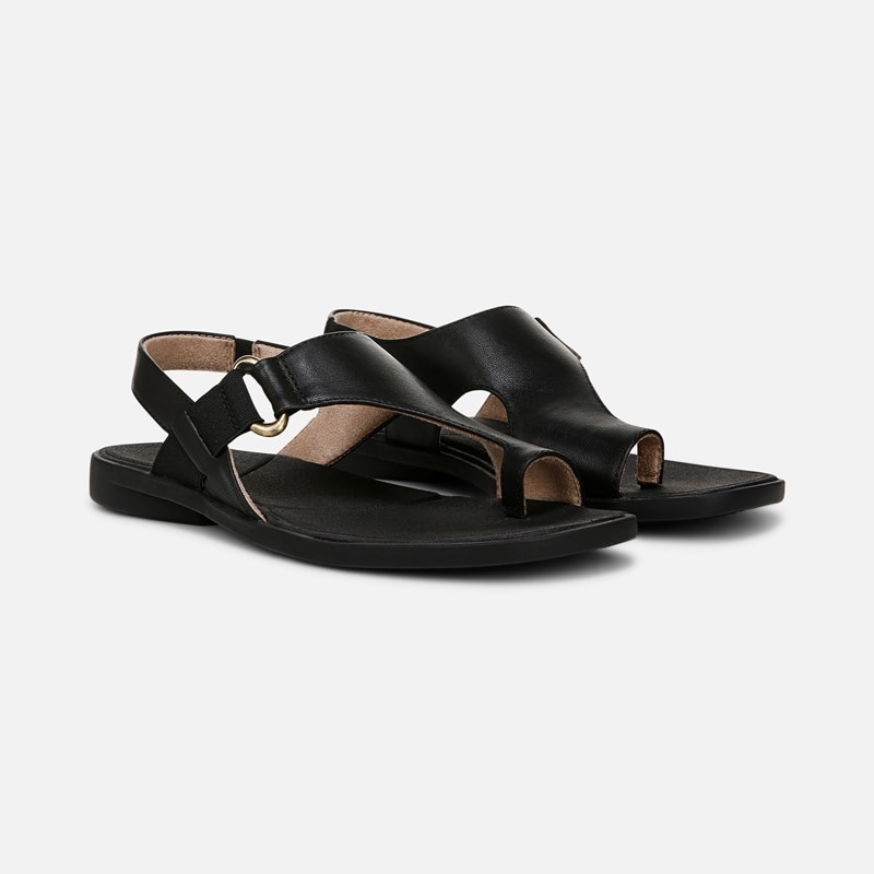 Soul Freya Sandals, Black Faux Leather, 7.0W Strappy Style, Open Toe, Slingback Strap