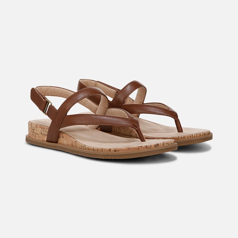 Soul Carolyn Sandal Wedge Sandals, Brown Faux Leather, 7.0M Strappy Style, Open Toe, Slingback Strap