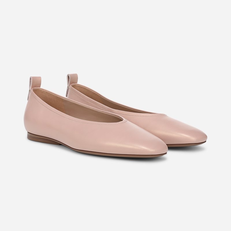 27 EDIT Carla Ballet Flat Shoes, Cameo Blush Leather, 6.0M Slip-On Fit, Rubber Outsole