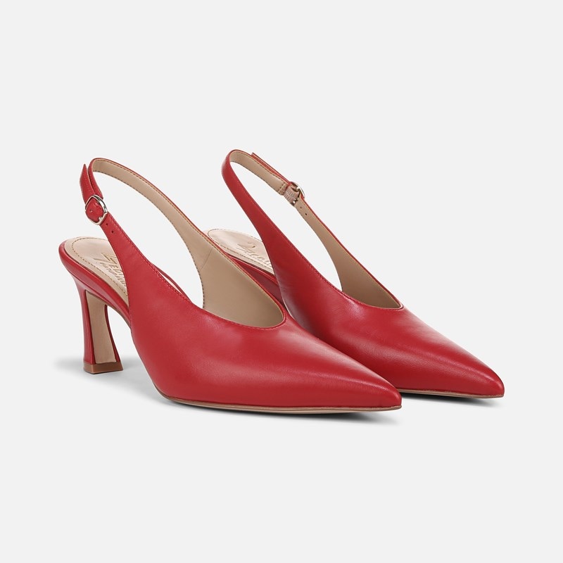 27 EDIT Elaine Slingback Dress Shoe Shoes, Crimson Red Leather, 9.5M Strap, Rubber Outsole