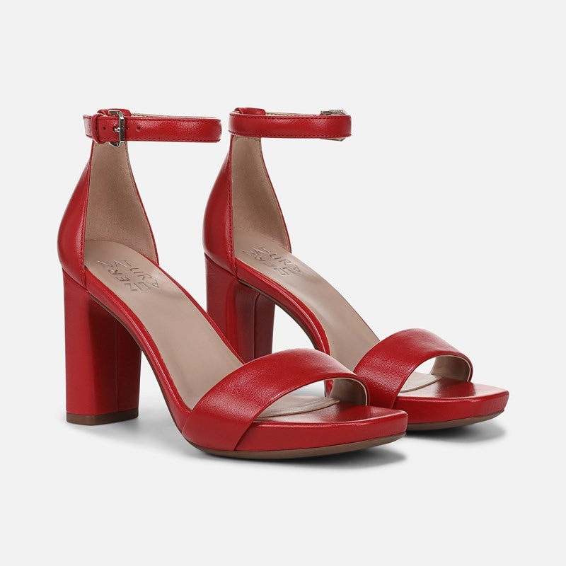Naturalizer Joy Dress Sandals, Red Leather, 10.0W Platform Heel