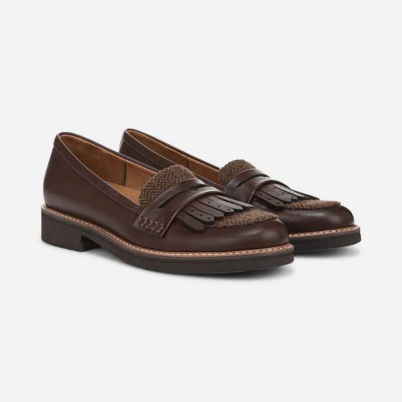 Naturalizer Pacey Loafer Shoes, Chocolate Brown Faux Leather, 8.0W Slip-On Fit, Round Toe