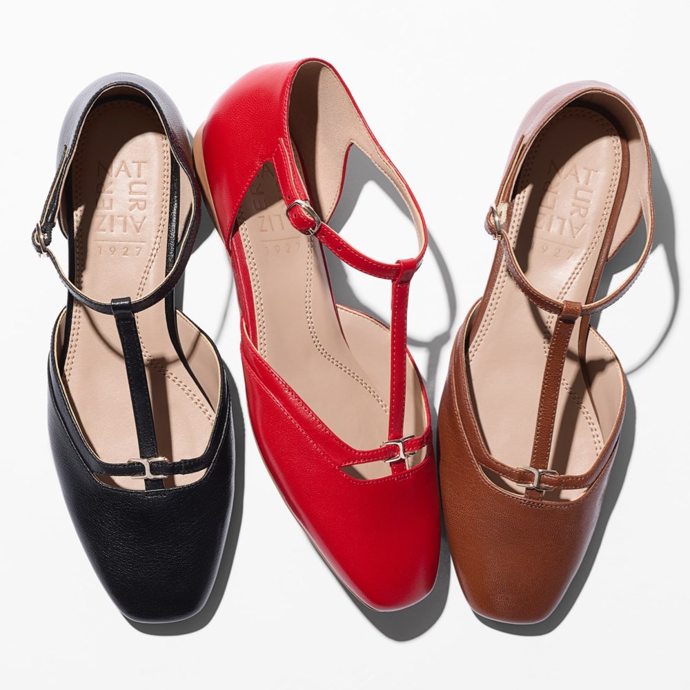 (取寄) ナチュラライザー レディース カレス Naturalizer women Caresse Red Leather Naturalizer Caresse Mary Jane Flat | Womens Flats