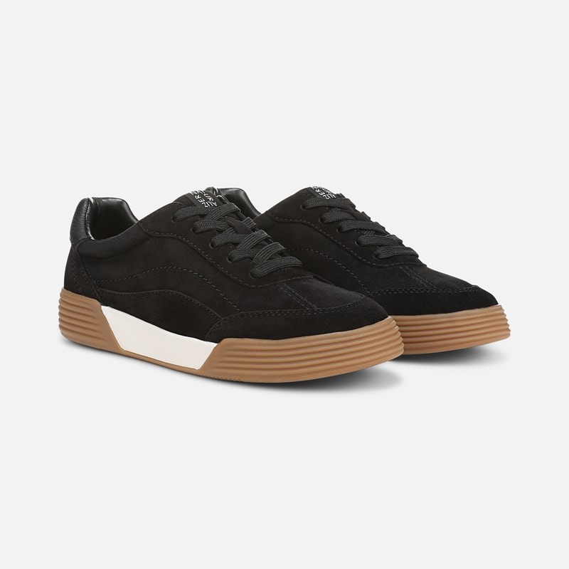 Naturalizer Cami Lace Up Sneaker Shoes, Black Suede Leather, 10.0W Round Toe