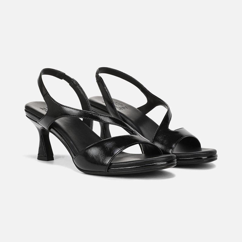 Naturalizer Joriana Slingback Sandals, Black Faux Leather, 9.0M Strappy Style, Open Toe, Strap