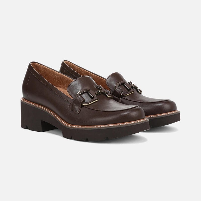 Naturalizer Corrine Platform Loafer Shoes, Dark Brown Faux Leather, 9.5M Round Toe
