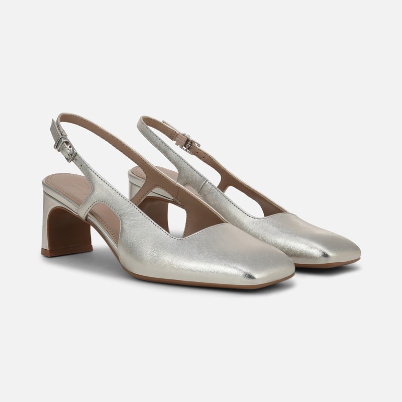 Naturalizer Carmen Slingback Shoes, Silver Sand Leather, 10.0W Strap