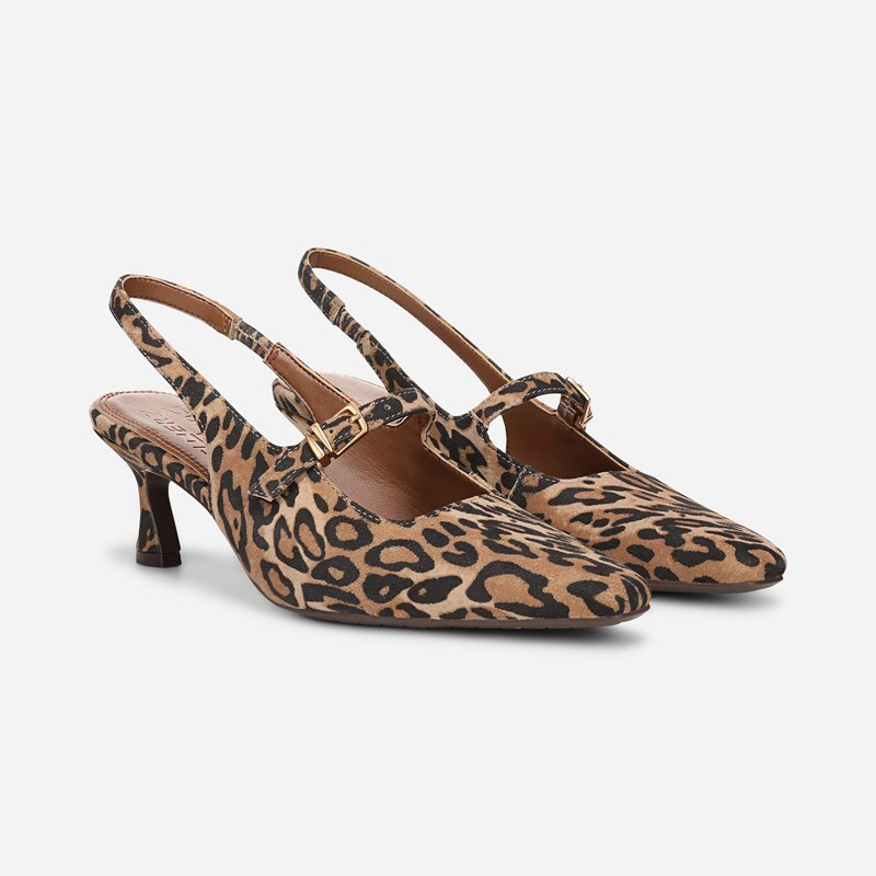 Naturalizer Gemini Mary Jane Slingback Shoes, Leopard Print Suede Leather, 5.5M Strap
